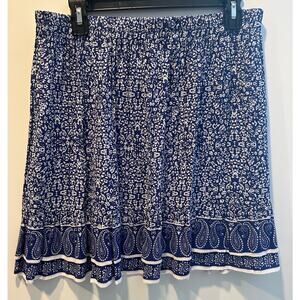 Ava Christine blue White Floral Paisley Skirt Women’s Size Med boho Viscose mini